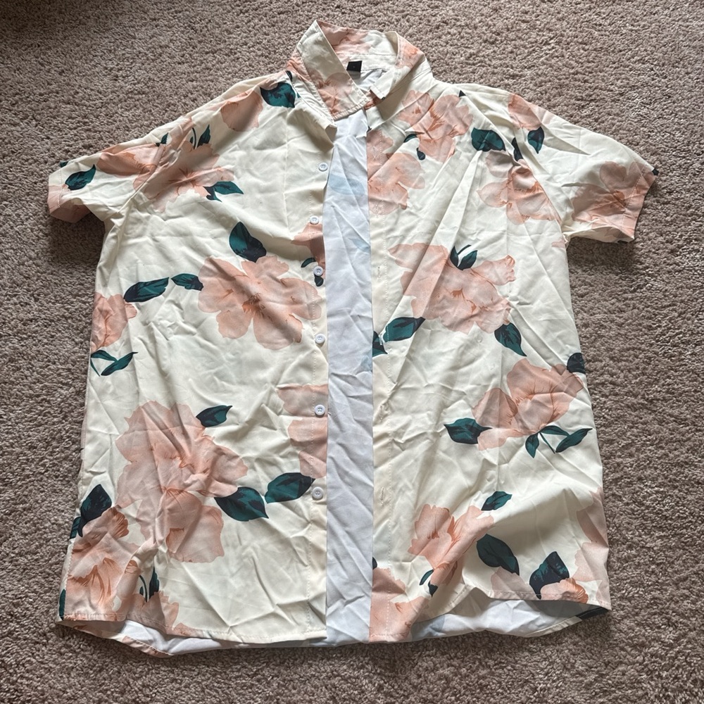 Floral Cream and Pink Men's Shirt